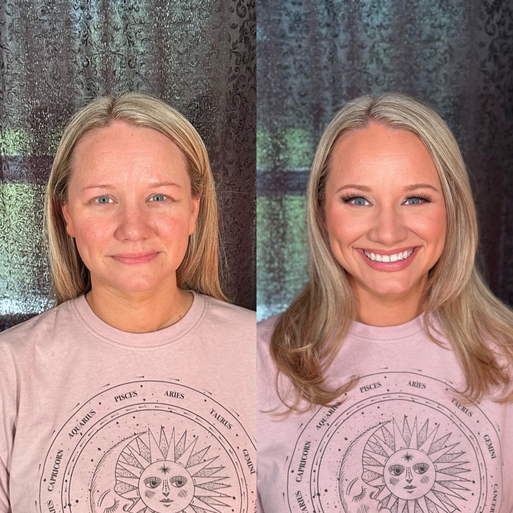 Bridesmaids and family makeup — before and after transformation